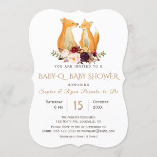 Sweet Woodland Foxes BaBy-Q Baby Shower Invitation