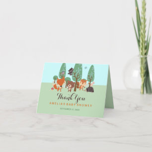 Sweet Woodland Friends Baby Shower Thank You Card