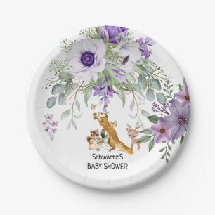 Sweet Woodland Greenery Baby Shower Birthday Paper Plate