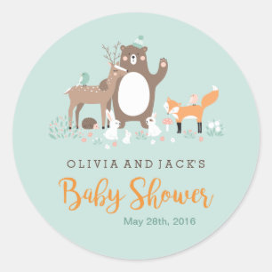 Sweet woodland Mint and Orange Baby Shower Sticker