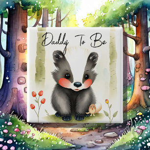 Sweet Woodland Skunk Daddy To Be Baby Shower 15 Cm Square Badge