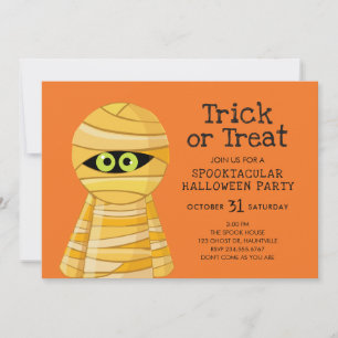 Sweet Wrapped Mummy Halloween Bash Party Invitation