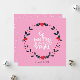 Sweet Wreath Berry Be Merry and Bright Christmas Holiday Card