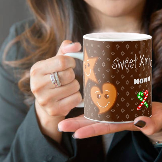 sweet XmaS Gingerbread Pals-Candy Cane Custom Text Coffee Mug (Creator Uploaded)