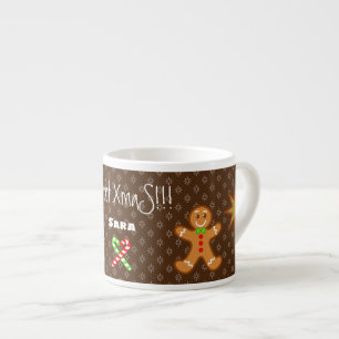 sweet XmaS Gingerbread Pals-Candy Cane Custom Text Espresso Cup