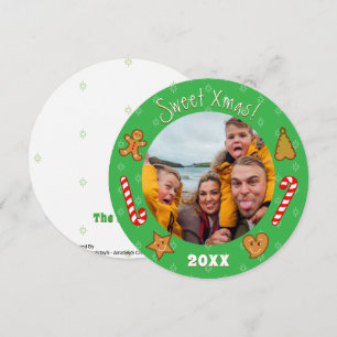 sweet XmaS Gingerbread Pals-Edit Text Photo-Green Holiday Card