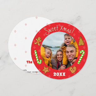 sweet XmaS Gingerbread Pals-Edit Text Photo-Red Holiday Card