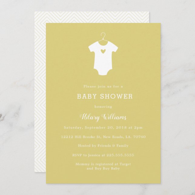 Sweet Yellow Baby Shower Invitations (Front/Back)
