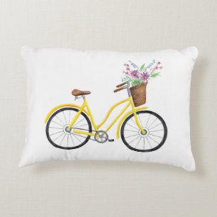 Sweet Yellow Bicycle Throw Pillow