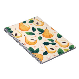Sweet Yellow Pears and Green Leaves Fruit Pattern Notebook