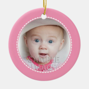 SweetBabyCarrots Babys First Christmas Pink Ceramic Ornament
