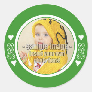 SweetBabyCarrots Whimsical Green Frame Classic Round Sticker
