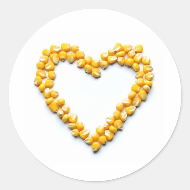 Sweetcorn Heart Classic Round Sticker (Front)