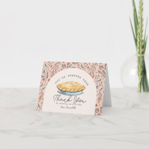 Sweeter than Pie Pink Floral Baby Shower Thank You Card