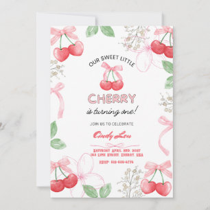 Sweetest Cherry 1st Custom Digital Invitation