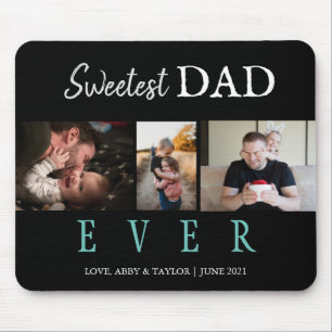 "SWEETEST DAD EVER"   Custom 3 Photos Mouse Pad