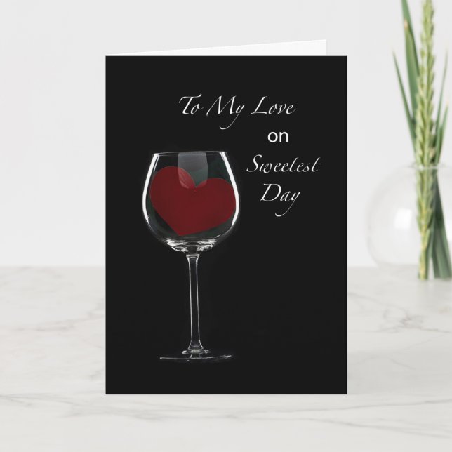 Sweetest Day Red Heart in Wine Glass Card (Front)