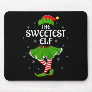 Sweetest Elf Christmas Family Girls Women Elf Squa Mouse Pad