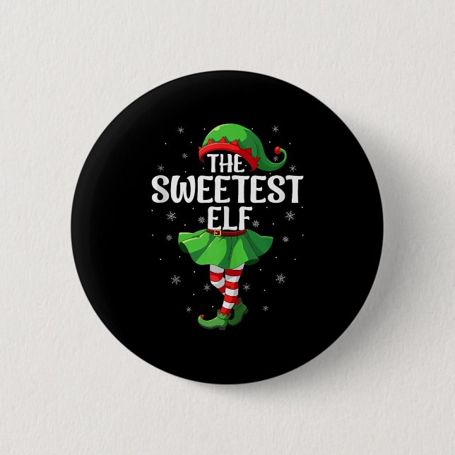 Sweetest Elf Christmas Girls Women Elf Squad Xmas  6 Cm Round Badge (Front)