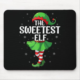 Sweetest Elf Christmas Girls Women Elf Squad Xmas Mouse Pad