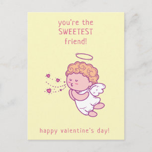 Sweetest Friend - Cute Cupid Classroom Valentine Postcard