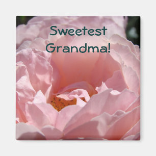 Sweetest Grandma! magnet gifts Pink Rose Flower