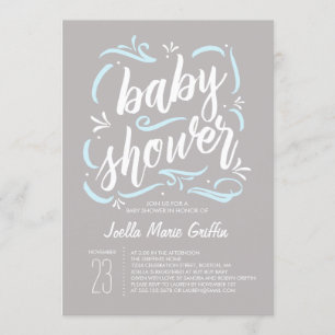 Sweetest Grey and Blue Baby Shower Invitation