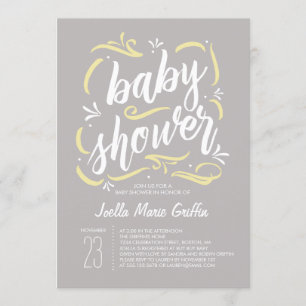 Sweetest Grey and Yellow Baby Shower Invitation