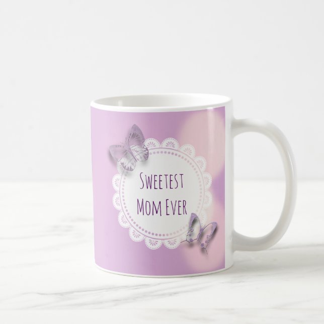 Sweetest Mum Ever Purple Butterfly Coffee Mug (Right)