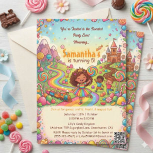 Sweetest Party Ever Candyland Girl 5th Birthday Invitation