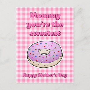 Sweetest Pink Doughnut Mothers Day Postcard