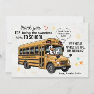 Sweetest Ride School Bus Driver Appreciation Thank You Card