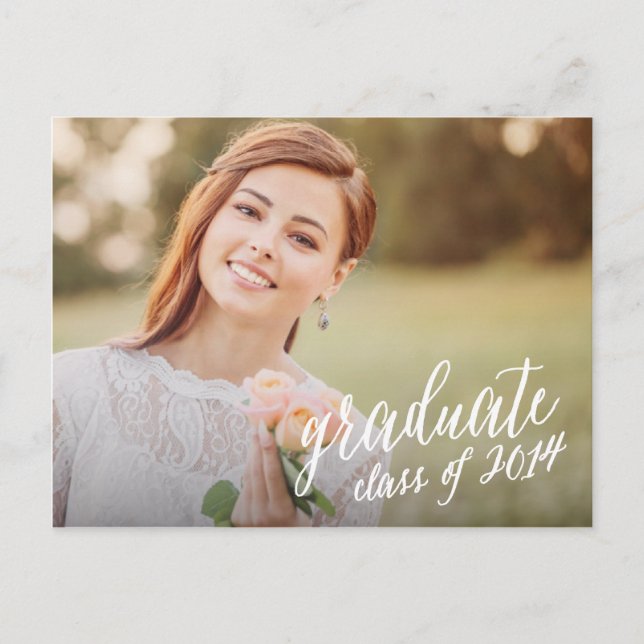 Sweetest Script | Graduation Postcard Invitation (Front)