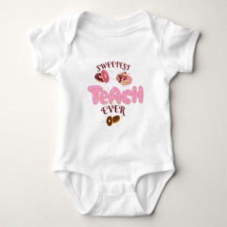 Sweetest Teach Ever Cute Doughnuts School Wall Clo Baby Bodysuit