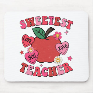 Sweetest Teacher Valentines Day Hearts Mouse Pad