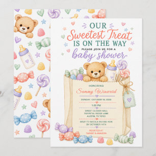 Sweetest Treat Teddy Bear Baby Shower Invitation