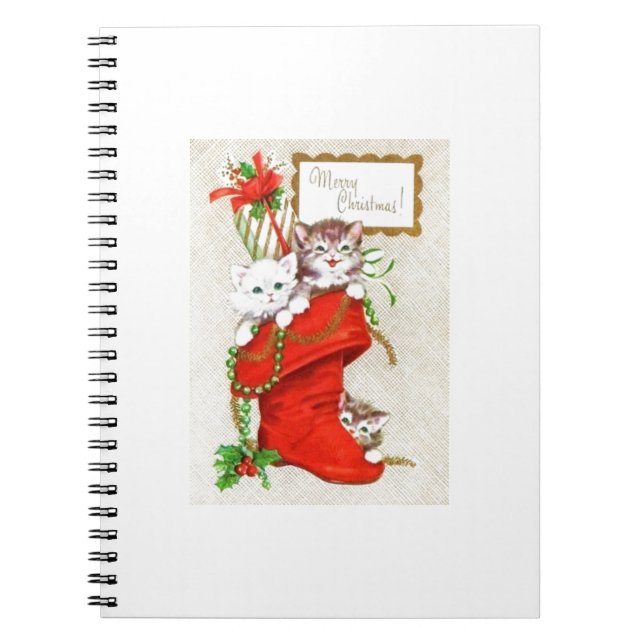 Sweetest Vintage Christmas Kittens Notebook (Front)