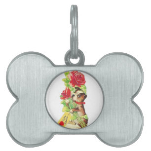 Sweetest Vintage Valentine Boston Terrier Puppy Pet Name Tag