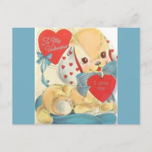 Sweetest Vintage Valentine Puppy Holiday Postcard