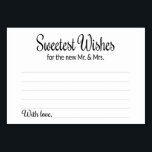 Sweetest Wishes for the New Mr and Mrs Advice Card<br><div class="desc">Part of the Sweetest Wishes Collection. These charming advice and wishes cards will be the perfect addition to your wedding reception. It features the text "Sweetest Wishes for the new Mr and Mrs" in a swirl and block font. The card has space available for guests to leave their well wishes...</div>