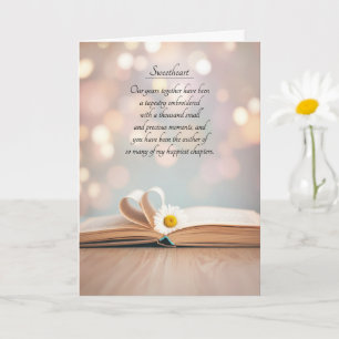 Sweetheart Anniversary Open Book with Daisy Card