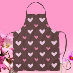 Sweetheart Apron – Pink Hearts on Chocolate Brown