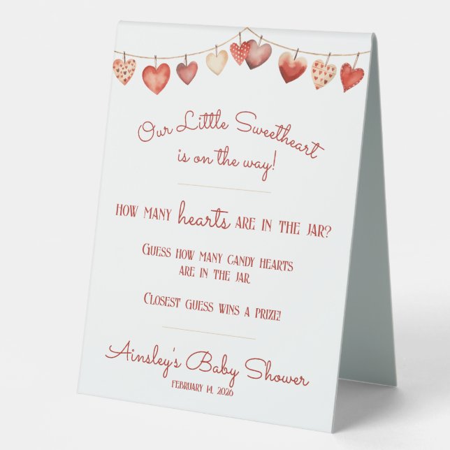 Sweetheart Baby Shower Guess How Many Hearts Game (Front)