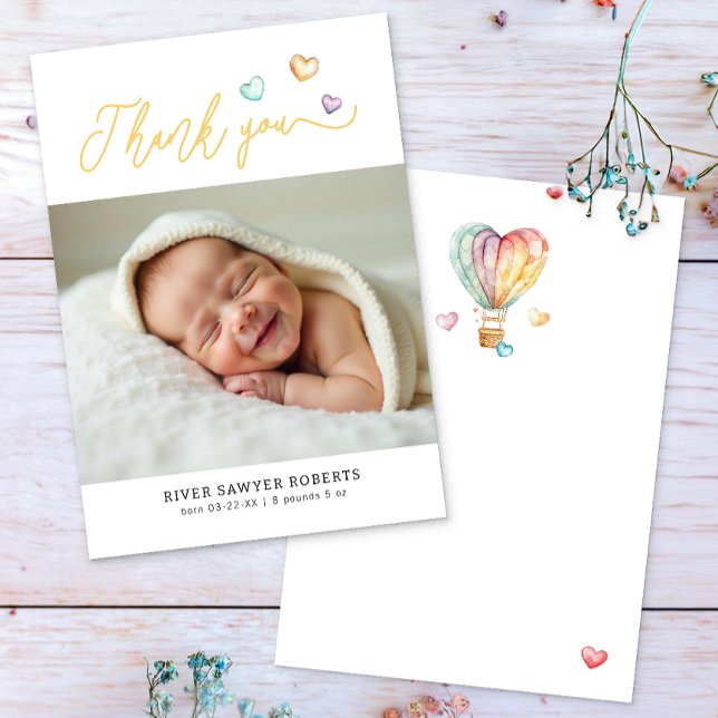 Sweetheart Baby Shower Photo Thank You Card (Sweetheart Baby Shower Photo Thank You Card)