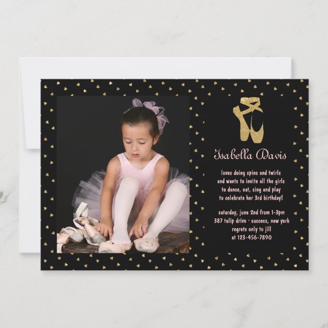Sweetheart Ballerina Photo Invitation (Front)