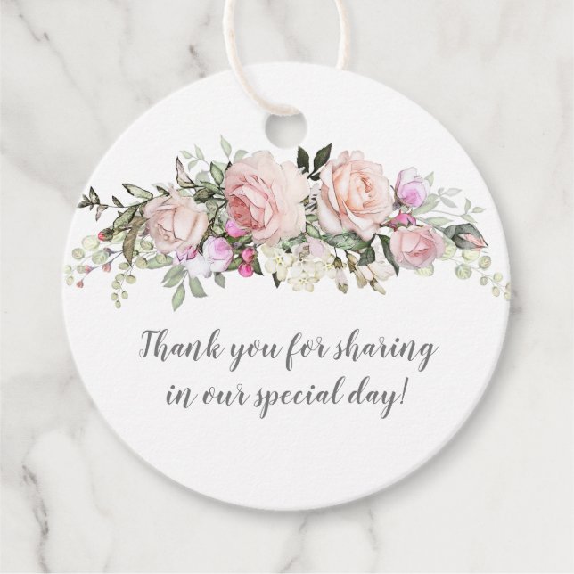 Sweetheart Blush Round Wedding | Favour Tags (Front)