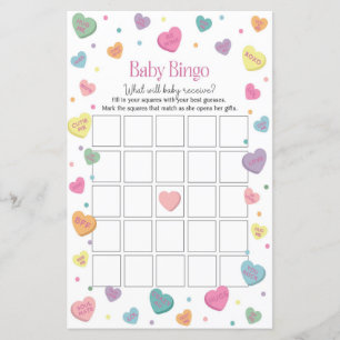 Sweetheart Candy Baby Bingo Baby Shower Game