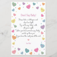 Sweetheart Candy Dont Say Baby Shower Game