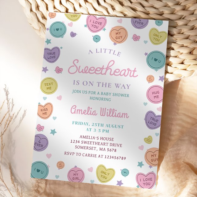 Sweetheart Candy Valentine Baby Shower Invitation (Creator Uploaded)
