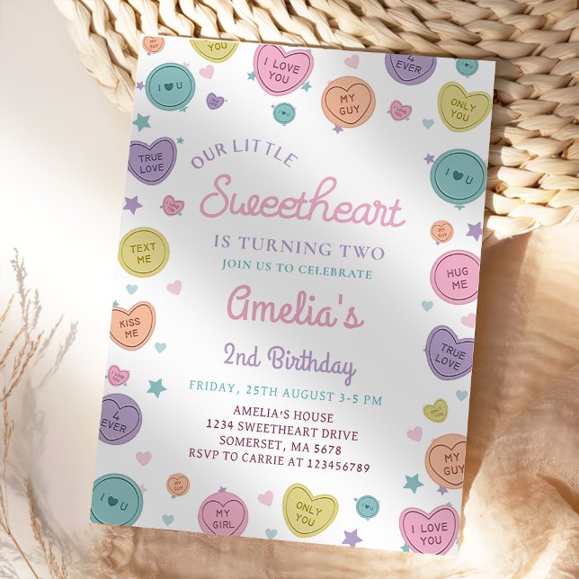 Sweetheart Candy Valentine Birthday Invitation (Creator Uploaded)